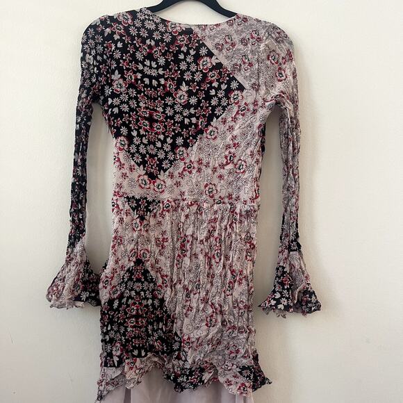 Rebecca Minkoff Flower Print June Dress w/ Bell Sleeve & Tie Waist - Size 0 - Picture 6 of 8